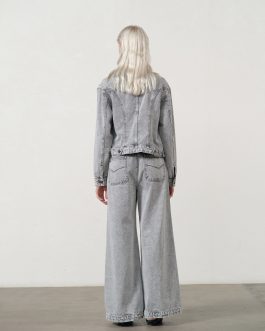 Luxe Street Fashion Grey Designer Style Wide-Leg Long Pants