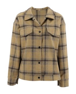 Retro Checkered Loose Wool Coat for Women