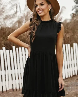 Blush Whisper Ruffled Sleeveless Mini Dress