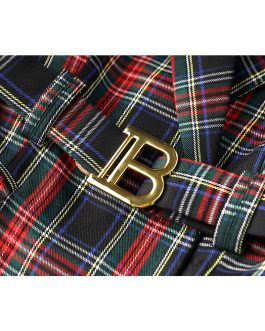 Red and black Checkered Belted Waist cinching commuting Suit Dress