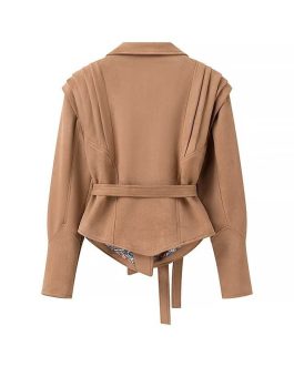 Urban Luxe Suede Waist-Cinched European and American street fashion jacket