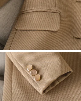 Women Single Breasted Solid Blazer For Winter in Black Green & Khaki Office Business Wear Formal Jacket for ladies