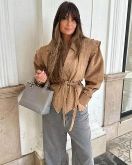 Urban Luxe Suede Waist-Cinched European and American street fashion jacket