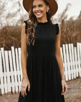 Blush Whisper Ruffled Sleeveless Mini Dress