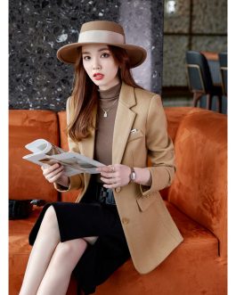 Women Single Breasted Solid Blazer For Winter in Black Green & Khaki Office Business Wear Formal Jacket for ladies