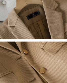 Women Single Breasted Solid Blazer For Winter in Black Green & Khaki Office Business Wear Formal Jacket for ladies