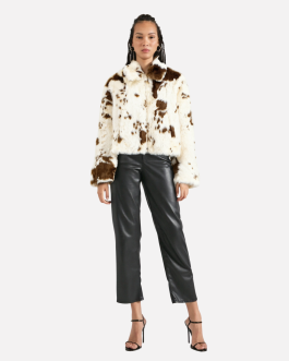 Bucklless printed long sleeved lapel knit jacket