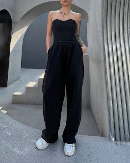 Street Luxe Two-Piece Tube Top vest & Wide-Leg Pants suit Set