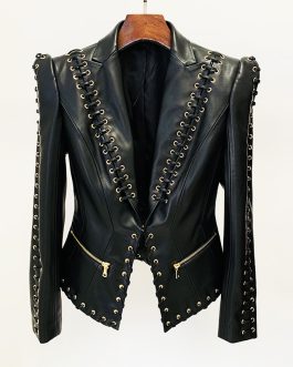 Women Leather Jacket Slim fit Laced PU Eco Leather