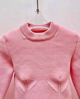 Slimming Knitted Female Fashion Sweater Round Neck Long Sleeve Pullover Clothing