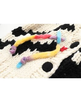 Woman Sweater Top Coat Chromatic V-neck Knitted Color Cardigan