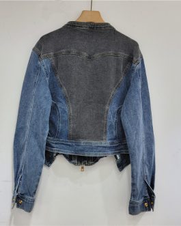 Studded Chic Elastic Slim Fit European Denim Jacket