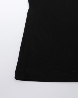 Midnight Black Cut and hollow half high neck slim fit knitted pullover sweater for women