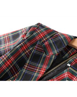 Red and black Checkered Belted Waist cinching commuting Suit Dress