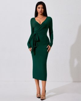 Women’s elegant style autumn and winter high-end fashion mid length skirt Party Wear dress