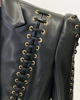 Women Leather Jacket Slim fit Laced PU Eco Leather