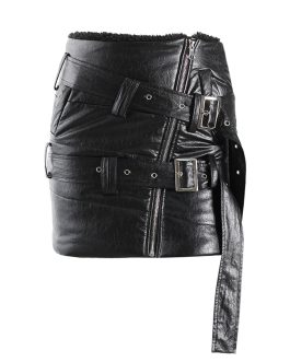 Black niche plush cotton short skirt & jacket suit with large collar design and multiple wearing styles