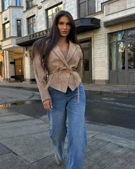 Urban Luxe Suede Waist-Cinched European and American street fashion jacket