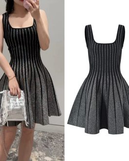Parisian Silver Sparkle Knit short skirt Suspender Party Wear Dress