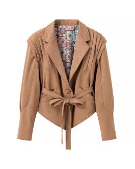 Urban Luxe Suede Waist-Cinched European and American street fashion jacket