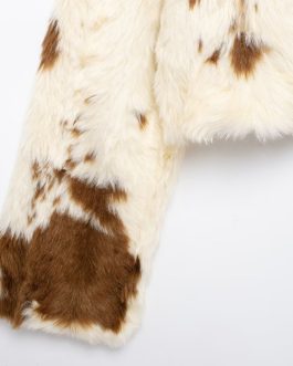 Bucklless printed long sleeved lapel knit jacket