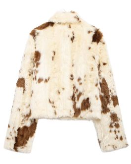 Bucklless printed long sleeved lapel knit jacket