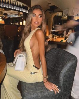 Glam Women’s Elegant Long Evening Party Dress with Sexy Backless Metal Decoration for Special Occasions