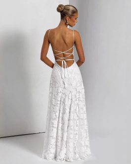 Ethereal Romance Jacquard Solid Slim Backless Strapless Elegant long Evening Dress Special Occasion Gown