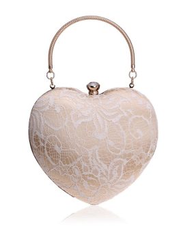 New Lace Ladies Fashion Banquet Dress Clutch Heart Shaped Evening Bag