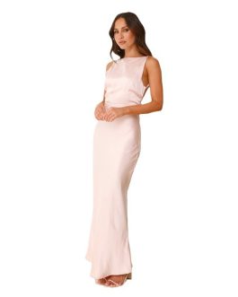 Sleeveless Mermaid Solid color satin sexy backless camisole formal long dress for women