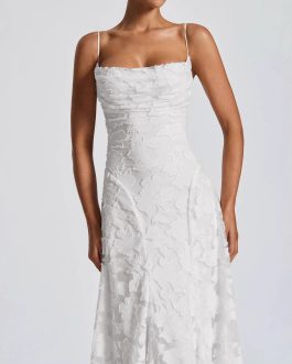 Ethereal Romance Jacquard Solid Slim Backless Strapless Elegant long Evening Dress Special Occasion Gown