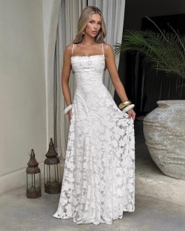 Ethereal Romance Jacquard Solid Slim Backless Strapless Elegant long Evening Dress Special Occasion Gown