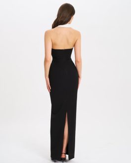 Hanging neck and lapel long sexy V-neck slim fit backless formal Elegant Party Wear dress