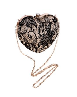 New Lace Ladies Fashion Banquet Dress Clutch Heart Shaped Evening Bag