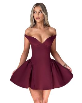 Fashionable low cut V-neck sexy backless Elegant Short Formal dress