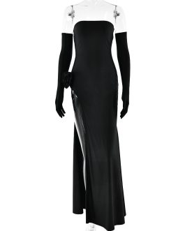 sexy and fashionable, strapless with floral inlay, sleeveless slit, backless Women’s Long Formal Special Occasion dress