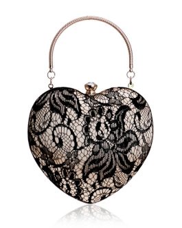 New Lace Ladies Fashion Banquet Dress Clutch Heart Shaped Evening Bag