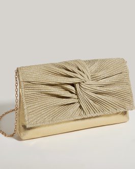 Women’s Fashion High-End Dress Evening Pleated Shiny Clutch Bag