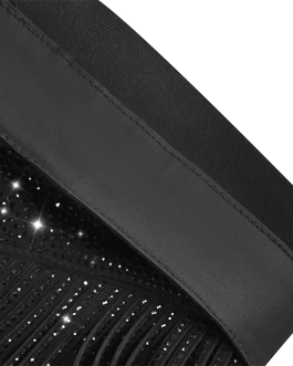 Crystal Fringe Western Knee High Sheep Suede Cowgirl Boots with Sparkle Detailing & Block Heel