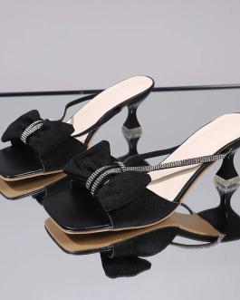 Crystal Bow Rhinestone Open Toe Sandals