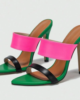Vivid Contrast Open Toe Stiletto Sandals