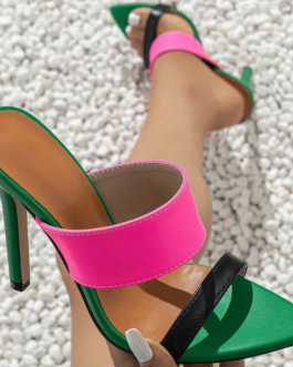 Vivid Contrast Open Toe Stiletto Sandals
