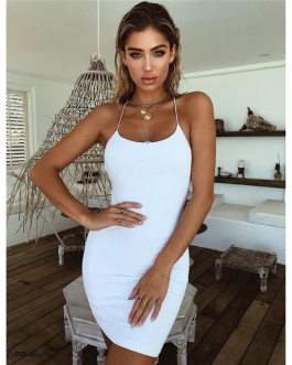 Summer Elegant Backless Sleeveless Bandage Party evening Mini Dress