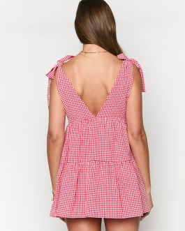 Casual Tie-Back Vest V-Neck Short Dress for Women