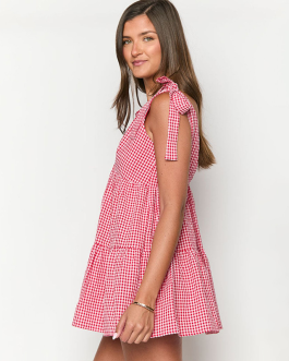 Casual Tie-Back Vest V-Neck Short Dress for Women