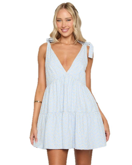 Casual Tie-Back Vest V-Neck Short Dress for Women